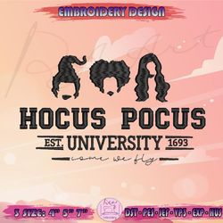 hocus pocus university embroidery design, sanderson sisters embroidery, halloween embroidery, machine embroidery designs