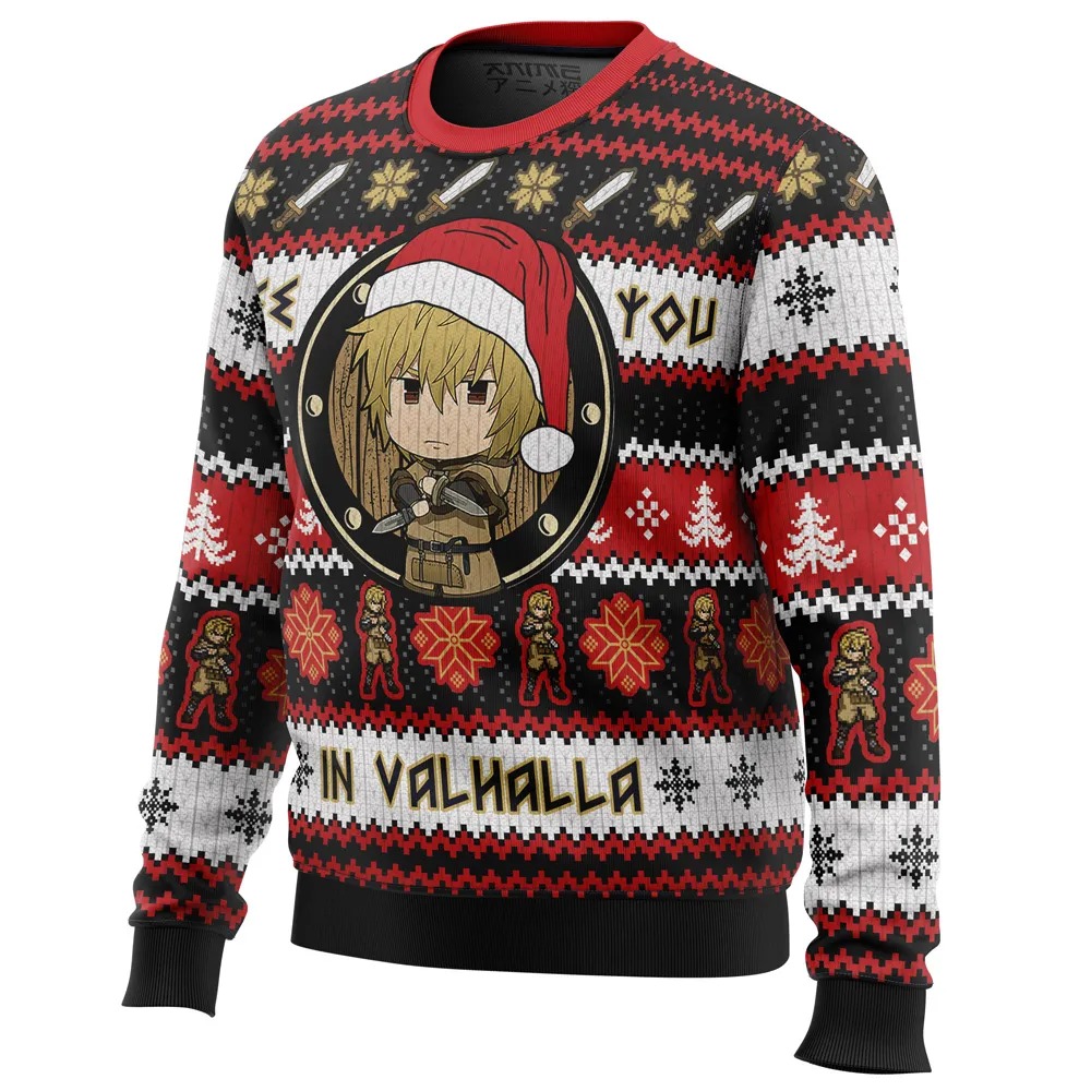See You in Valhalla Vinland Saga All Over Print Ugly Hoodie 3D Zip Hoodie 3D Ugly Christmas Sweater 3D Fleece Hoodie