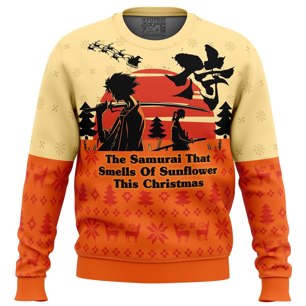 The Samurai Champloo That Smells of Sunflower Ugly Hoodie 3D Zip Hoodie 3D Ugly Christmas Sweater 3D Fleece Hoodie