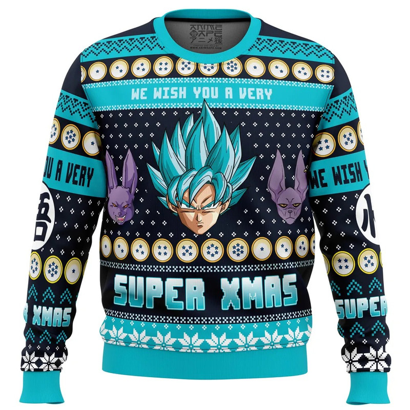 A Very Saiyan Christmas Dragon Ball Z All Over Print Ugly Hoodie Zip Hoodie 3D Ugly Christmas Sweater 3D Fleece Hoodie
