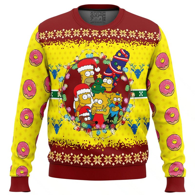 The Simpsons All Over Print Ugly Hoodie Zip 3D Hoodie 3D Ugly Christmas Sweater 3D Fleece Hoodie