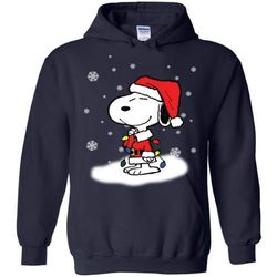 snoopy holding woodstock snowball christmas hoodie