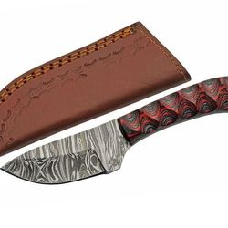 custom handmade Damascus steel camping skinner knife pakkawood handle gift for him groomsmen gift wedding anniversary
