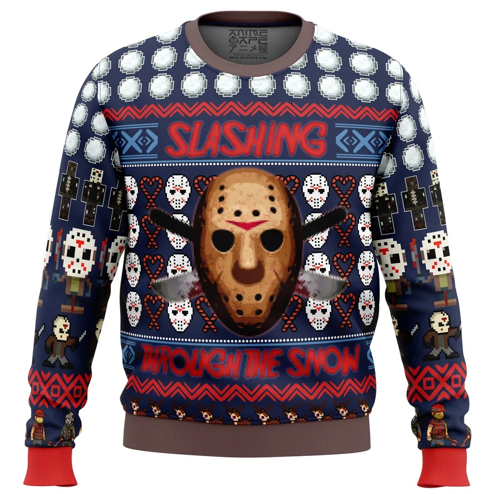 Jason Vorhees Friday the 13th All Over Print Ugly Hoodie Zip 3D Hoodie 3D Ugly Christmas Sweater 3D Fleece Hoodie