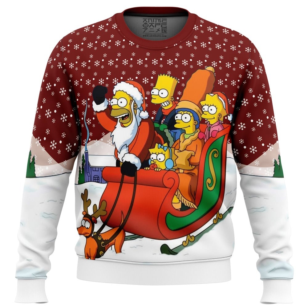 Dashing Through the Snow The Simpson All Over Print Ugly Hoodie Zip 3D Hoodie 3D Ugly Christmas Sweater 3D Fleece Hoodie