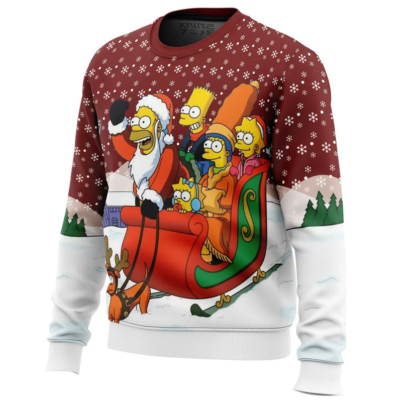 Dashing Through the Snow The Simpson All Over Print Ugly Hoodie Zip 3D Hoodie 3D Ugly Christmas Sweater 3D Fleece Hoodie