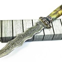 custom handmade Damascus steel hunting Dagger knife brasswood handle gift for him groomsmen gift wedding anniversary gif