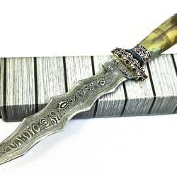 custom handmade damascus steel hunting dagger knife brasswood handle gift for him groomsmen gift wedding anniversary gif