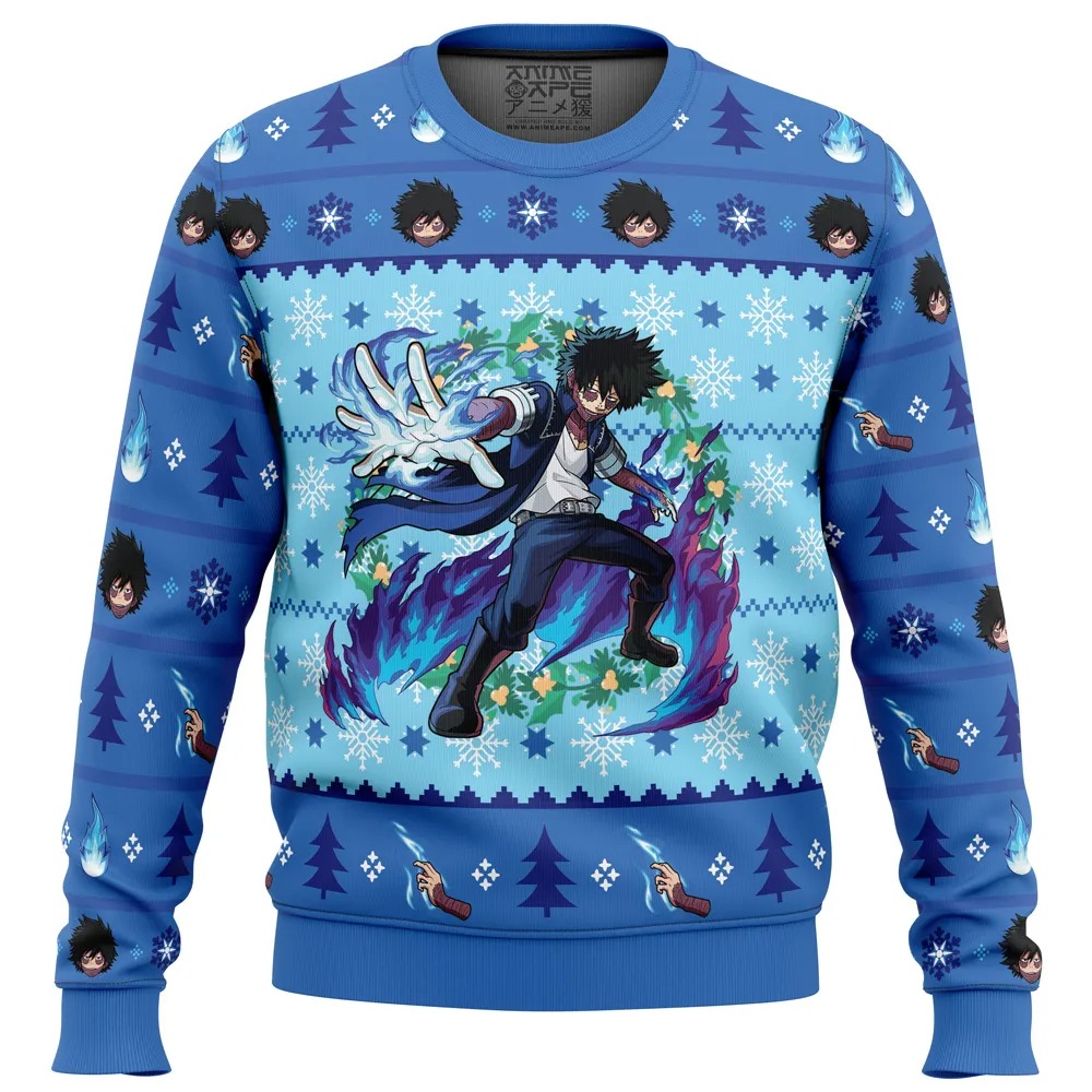 Christmas Dabi My Hero Academia All Over Print Ugly Hoodie Zip 3D Hoodie 3D Ugly Christmas Sweater 3D Fleece Hoodie