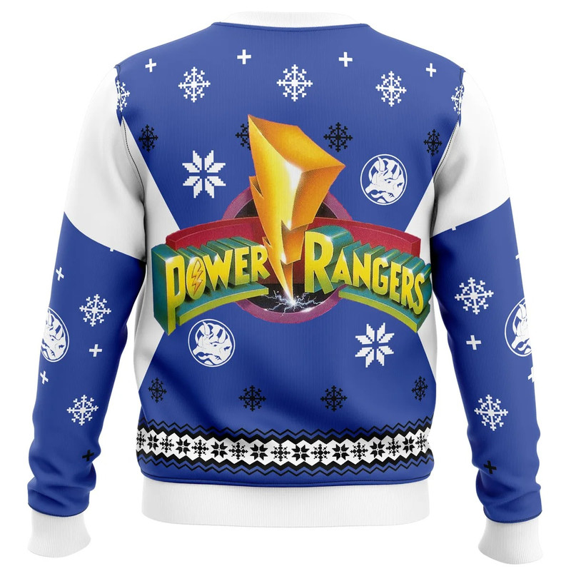 Mighty Morphin Power Rangers Blue All Over Print Ugly Hoodie Zip 3D Hoodie 3D Ugly Christmas Sweater 3D Fleece Hoodie