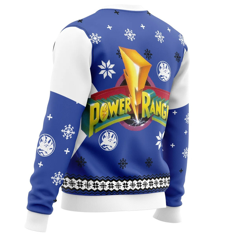Mighty Morphin Power Rangers Blue All Over Print Ugly Hoodie Zip 3D Hoodie 3D Ugly Christmas Sweater 3D Fleece Hoodie