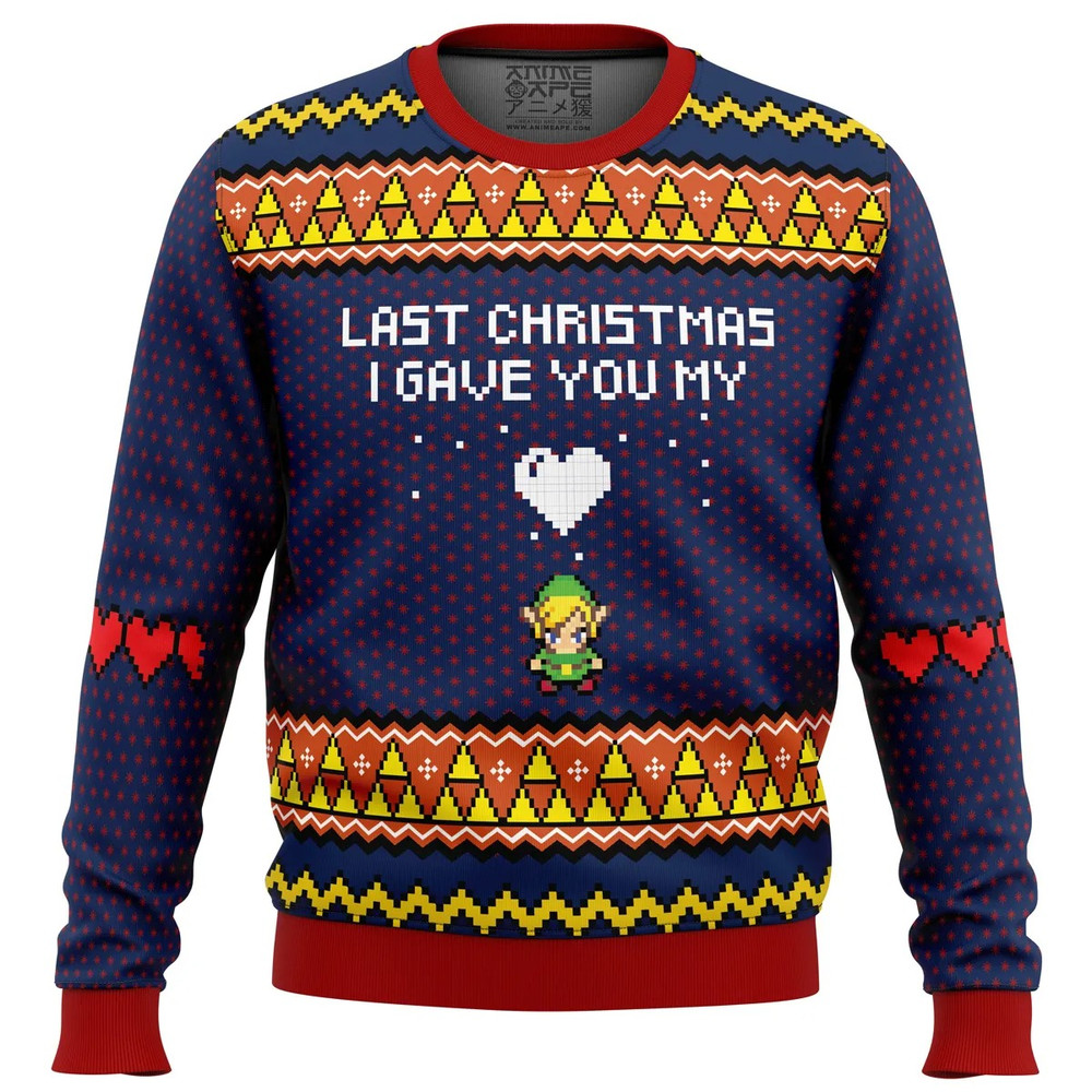 Last Christmas I Gave You My Heart Zelda Ugly Hoodie Zip 3D Hoodie 3D Ugly Christmas Sweater 3D Fleece Hoodie