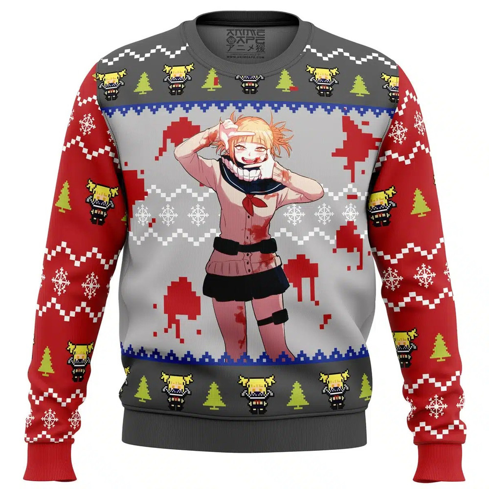Himiko Toga My Hero Academia Ugly Hoodie Zip 3D Hoodie 3D Ugly Christmas Sweater 3D Fleece Hoodie