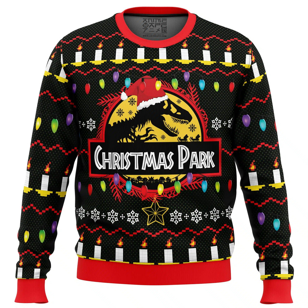 Christmas Park Jurassic Park Ugly Hoodie Zip 3D Hoodie 3D Ugly Christmas Sweater 3D Fleece Hoodie