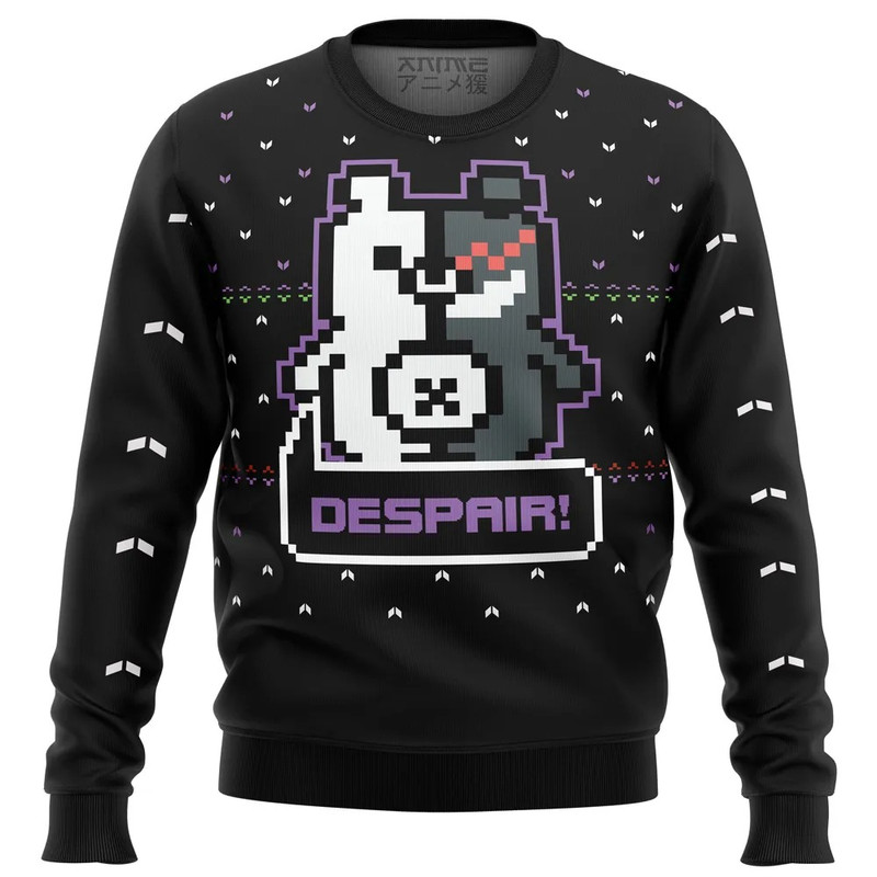 Danganronpa Monokuma Despair All Over Print Ugly Hoodie Zip 3D Hoodie 3D Ugly Christmas Sweater 3D Fleece Hoodie