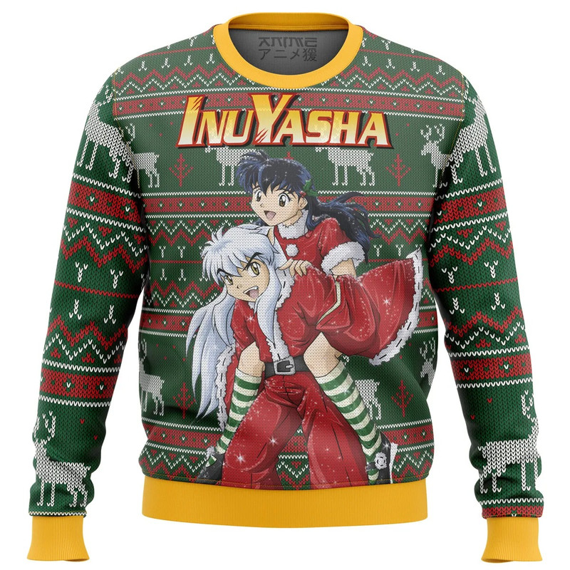 Inuyasha All Over Print Ugly Hoodie Zip 3D Hoodie 3D Ugly Christmas Sweater 3D Fleece Hoodie