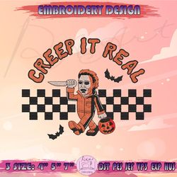 myers creep it real embroidery design, michael myers embroidery, horror movie horror character embroidery, halloween embroidery, machine embroidery designs