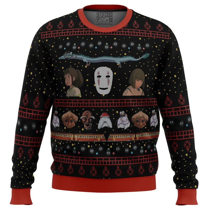 Studio Ghibli No Face Spirited Away All Over Print Ugly Hoodie Zip 3D Hoodie 3D Ugly Christmas Sweater 3D Fleece Hoodie