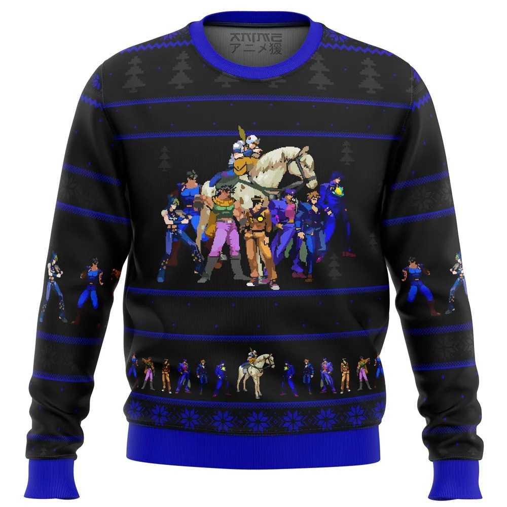 Jojo's Bizarre Adventure Generations All Over Print Ugly Hoodie Zip 3D Hoodie 3D Ugly Christmas Sweater 3D Fleece Hoodie
