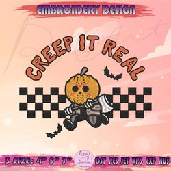 jason creep it real embroidery design, jason voorhees embroidery, horror movie killer embroidery, halloween embroidery, machine embroidery designs
