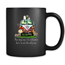 snoopy you may say i&8217m a dreamer but i&8217m not the only one &8211 full-wrap coffee black mug