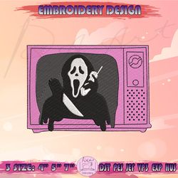 horrror movie embroidery design, scream embroidery, ghost face embroidery, halloween embroidery, machine embroidery designs