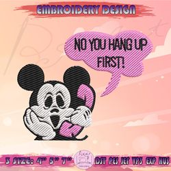 mickey ghost face embroidery design, no you hang up first embroidery, scream embroidery, halloween embroidery, machine embroidery designs