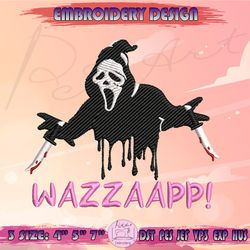 ghost face embroidery design, scream embroidery, horror movie embroidery, halloween embroidery, machine embroidery designs