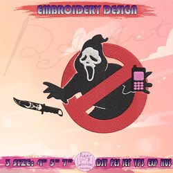 ghost face embroidery design, no you hang up embroidery, scream embroidery, halloween embroidery, machine embroidery designs