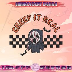 creep it real embroidery design, ghost face embroidery, scream embroidery, halloween embroidery, machine embroidery designs