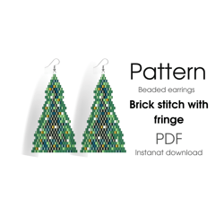 Beaded earrings pattern - christmas trees patterns - DIY handwoven earrings - Brick stitch - PDF instant downlo