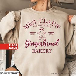 mrs claus gingerbread christmas sweatshirt, women christmas shirt, funny christmas gift, womens sweater, retro christmas