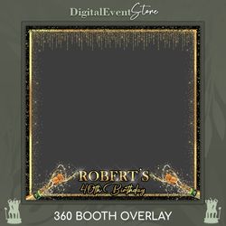 360 Overlay Champagne Bday Photobooth 360 Gold Black Man Party Videobooth 360 Filter Selfie 360 Wedding Custom Template