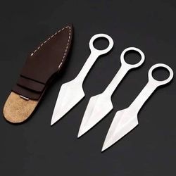 custom handmade Damascus steel kunai knife Full Tang knife gift for him groomsmen gift wedding anniversary gift