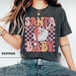 retro santa baby shirt, retro christmas t-shirt, christmas season, iprintasty christmas, christmas santa shirt, groovy