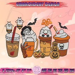 halloween coffee embroidery design, coffee cup embroidery, latte embroidery, halloween embroidery, machine embroidery designs
