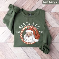 retro santa sweatshirt, vintage santa sweatshirt, christmas sweatshirt for women, holiday shirt,retro christmas santa,ho