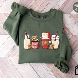 santa fuel sweatshirt, christmas milk and cookies, christmas latte shirt, women christmas shirts, funny christmas gifts,
