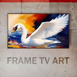 Samsung Frame TV Art Digital Download, Frame TV Art one swans, Frame TV art modern, Frame Tv art painting, Expressive