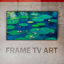 Samsung Frame TV Art Digital Download, Frame TV Art pond with water lilies, Frame TV art modern, Frame Tv Expressive