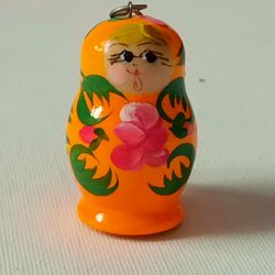 Orange Matryoshka Keychains wooden souvenir nesting doll keychain russian doll small gifts ideas inexpensive gifts