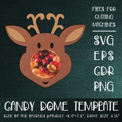 Christmas Deer  | Candy Dome | Christmas Ornament | Paper Craft Template | Sucker Holder SVG