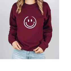 smiling face sweatshirt, smiling face hoodie, happy face crewneck, be happy shirt, retro smiley face, vintage style swea