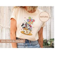 disney mickey and friends tea cup shirt, disney characters balloons tea cup shirt, disney trip shirt, disneyworld shirt,