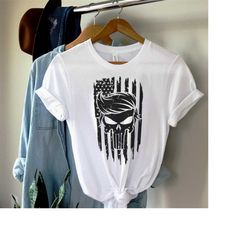 trump punisher shirt trump 2024 shirt republican t shirt maga ladies shirt punisher hair tee maga 2024 trump shirts trum