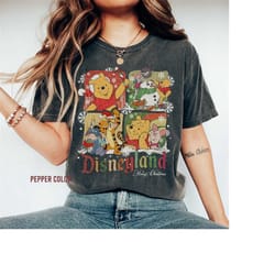winnie the pooh christmas comfort colors shirt, winnie the pooh, pooh with friends christmas sweatshirt, christmas light