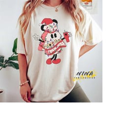 retro disney christmas tree cake comfort colors shirt, disney minnie xmas sweatshirt, mickey very merry christmas party