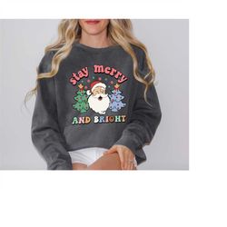 comfort colorsstay merry and bright sweatshirt, christmas sweat, christmas sweat, merry and bright sweat, christmas wome
