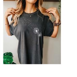 comfort colorsdandelion shirt, inspirational shirt, windflower tee, meditation gift, yoga shirt, boho windflower shirt,