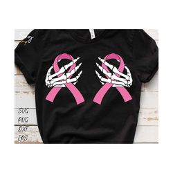 boob skeleton hand breast cancer ribbon svg, breast cancer svg, fight breast cancer svg, cancer awareness svg, breast cancer shirt svg